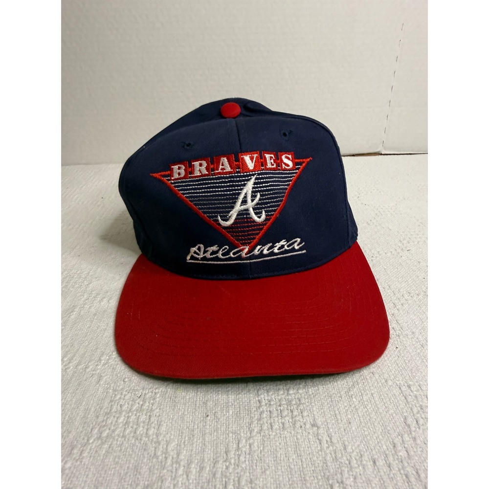 Vintage Atlanta Braves Annco Snapback Hat Navy Red MLB Baseball Cap 90s